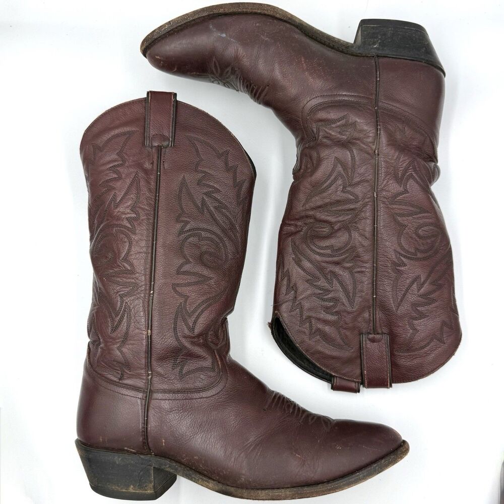 Justin 57232 Cowboy Western Boots Burgundy Leather Men’s Size 10 EE USA